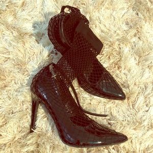 Black netted stilettos